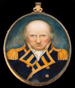 English School early 19th Century- A miniature portrait of a naval officer,