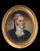 Charlotte Thicke [18/19th Century]- A miniature portrait of a naval officer,