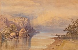 James Astbury Hammersley [1815-1869]- An upland lake,:- signed bottom right watercolour, 27 x 41.