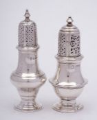 An Edward VII silver caster, maker Lambert & Co, London, 1902: of baluster outline, 13.