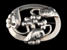 A silver brooch by Georg Jensen,: design no.