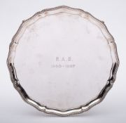 An Elizabeth II silver presentation salver, maker Barker Ellis Silver Co, Birmingham,