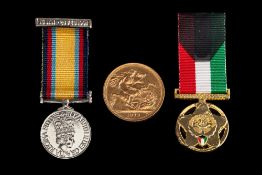 Behind Enemy Lines, Gulf War Collection, a gold Sovereign and two miniature medals,; no.