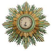 A sunburst parcel-gilt wall clock: the eight-day duration timepiece movement having a lever