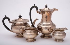 A George V silver four-piece tea service, maker Levesley Brothers, Sheffield,