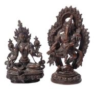 An Indian Hindu bronze statue of Ganesha: standing on the back of a rat,