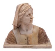 After Giuseppe Bessi (1857-1922) An alabaster bust of Joan of Arc.
