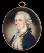 English School early 19th Century- A miniature portrait of a naval officer,:- head and shoulders,
