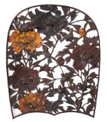 A polychrome and patinated metal screen in Japanese style, early 20th century,