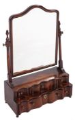 A walnut dressing table mirror in Queen Anne style,