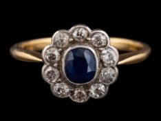 A sapphire and diamond ring,