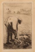 Camille Pissarro [1830-1903]- Pere Pascal,:- drypoint etching, 1889 10 x 6cm. * Provenance.