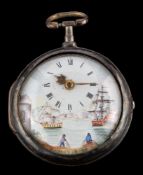 A George III silver pair cased pocket watch,: London 1818,