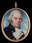 English School Circa 1800- A miniature portrait of a naval officer,