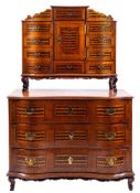 A South German, probably Nuremberg parquetry worked, oak and walnut cabinet on chest,