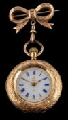 A lady's gold coloured fob watch,