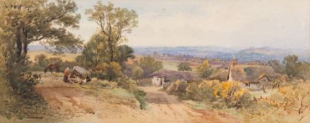 Alfred Leyman [1856-1933]- View at Gittisham; Thatched Cottages,