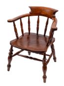 A Victorian oak and elm spindle back elbow chair, second half 19th century,