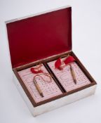 An Edward VII silver cased bridge box, maker Walker & Hall, Chester,