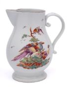 A Derby pear-shaped cider jug: with scroll handle,