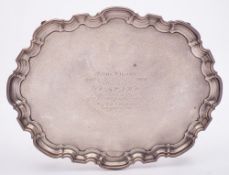 An Elizabeth II silver salver, maker Boodle & Dunthorne, Sheffield 1957: inscribed,