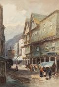 Alfred Leyman [1856-1933]- The Butterwalk, Dartmouth,:- signed bottom left watercolour, 54 x 37cm.