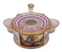 An early 19th century English porcelain inkstand,