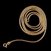 An 18 carat gold necklace,: the snake link necklace with a ring bolt clasp,