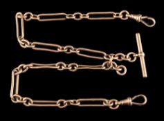A gold coloured Albert chain,