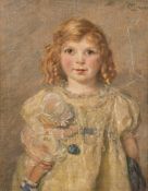 Emily A Brown [19/20th Century]- Portrait of a girl, half-length standing,