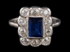 A sapphire and diamond ring,