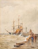 Thomas Bush Hardy [1842-1897]- Calais Pier,:- signed,