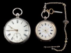 A silver open face pocket watch,