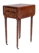 An early 19th Century mahogany drop flap work table:,