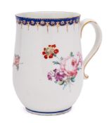A large Chelsea-Derby mug: of gentle bell shape with scroll handle,