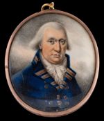 English School Circa 1790- A miniature portrait of a naval officer,
