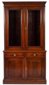 A Victorian oak and glazed cabinet bookcase, late 19th century,