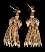A pair of 1960s 9 carat gold tassel ear pendants,