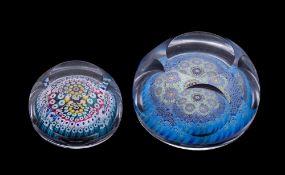 Two Whitefriars paperweights: comprising a faceted close pack millefiori,