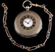 A silver half hunter pocket watch,: numbered 83640,