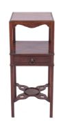 A George III mahogany square washstand:,