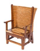 A child's Orkney Islands pine wing armchair:,