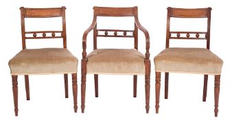 A set of six Regency mahogany dining chairs:,