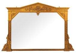 An Edwardian later gilt wood and gesso architectural overmantel:,