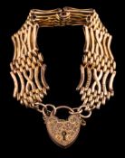 A 9 carat gold gate link bracelet,