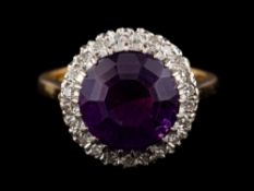 An amethyst and diamond ring,