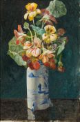 Kate Sadler [late 19th Century]- Still life of flowers in a Chinese vase,