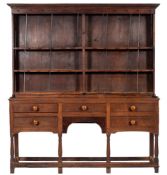An oak and pine dresser, second half 18th century and later,
