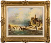 * Pieter Cornelius Steenhouwer [1896-1972]- Frozen river Winter scene,