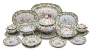 A Minton & Boyle Stone China 'chinoiserie' part dinner service: transfer printed and enamelled with
